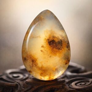Dendritic Moss Agate Teardrop Cabochon – Natural Scenic Inclusions 90922